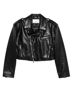 Frankie Shop Daphne Cropped Faux Leather Jacket With Hardware - Black