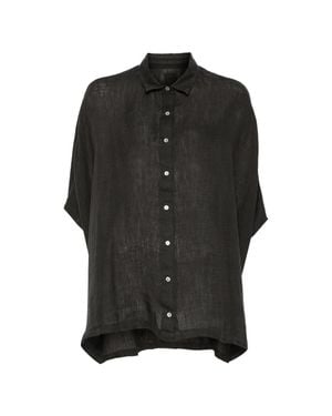 120% Lino Short Sleeve Linen Shirt - Black