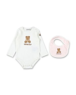 Moncler Baby Bear Bodysuit And Bib Set - White