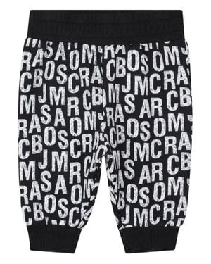 Marc Jacobs All-Over Logo Printed Long Sleeve Kids Sweatshirt With Cuffed Ankles - Black
