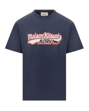 Autry X Maison Kitsune Logo T-Shirt Edition - Blue