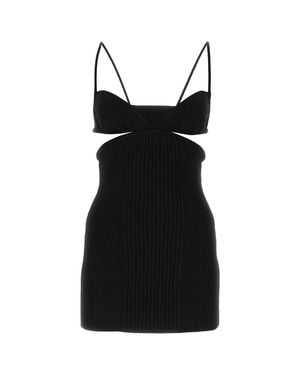 Off-White c/o Virgil Abloh Plunging Neckline Cut-Out Ribbed Mini Dress - Black