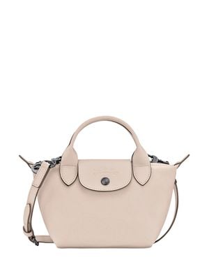 Longchamp Leather Crossbody Handbag With Adjustable Removable Strap, Zip & Magnetic Closures, 17 X 14 X 10 Cm - Natural