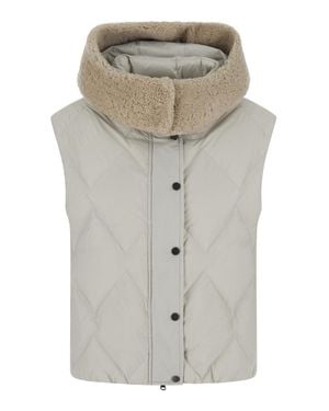 Brunello Cucinelli Down Puffer Jacket With Quilted Mini Design - Gray