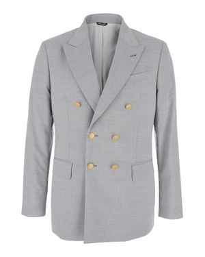 Reveres 1949 Double-Breasted Jacket With Peak Lapels - Gray