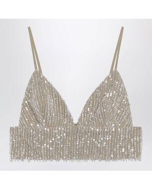 Ami Paris Cropped Top With Sequins - Natural