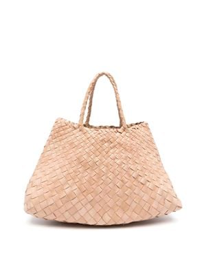 Dragon Diffusion 100% Leather Mini Tote Bag With Double Top Handles - Natural