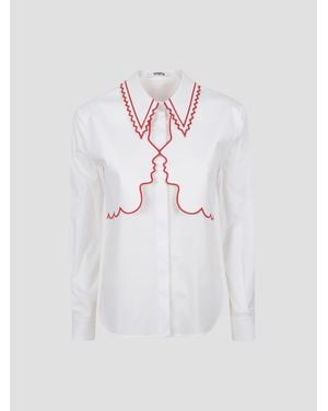 Vivetta Embroidered Cotton-Blend Shirt - White