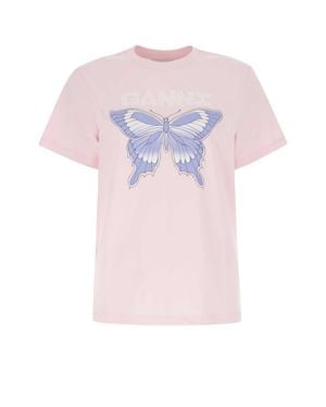 Ganni Light Stretch Lyocell T-Shirt - Pink
