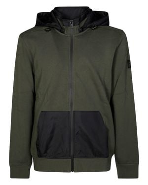 Sun 68 Mini Bomber Sweatshirt With Nylon Hood - Black