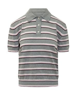 MSGM Comfort Fit Polo With Cut Sleeves - Gray