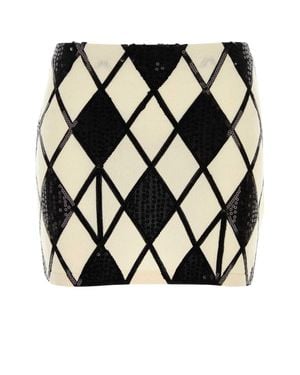 Blumarine Embroidered Wool Blend Mini Skirt - Black