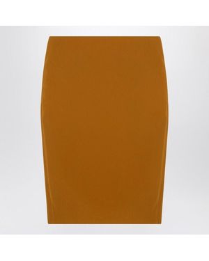 Saint Laurent Satin Pencil Skirt - Brown