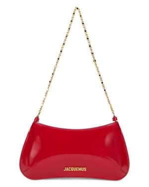 Jacquemus Glossy Calfskin Shoulder Bag With Chain Strap - Red