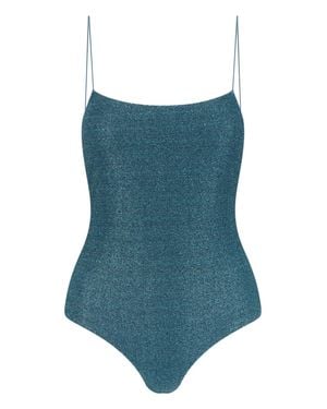 Oséree Inspired Lurex Peacock Mini Dress For - Blue