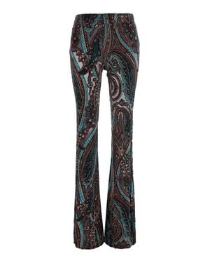 Etro High-Waisted Devorè Pants With Pockets - Black