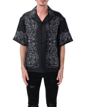 Amiri Bandana Paint Bowling Shirt - Black