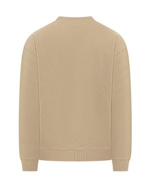 Palm Angels Neck Logo Crewneck Sweatshirt - Natural
