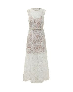 Self-Portrait Elegant Tulle Midi Dress - White