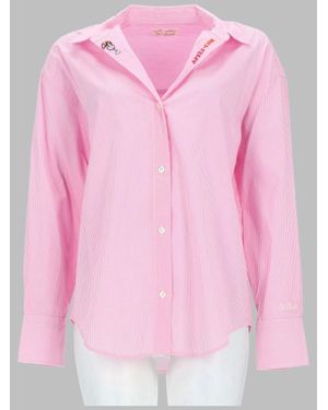 MC2 Saint Barth Striped Embroidered Cotton Shirt - Pink