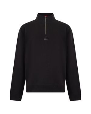 BOSS Zip-Collar Cotton Sweater - Black