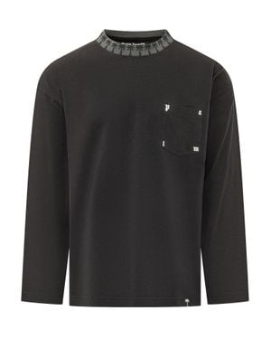 Palm Angels Ribbed Long-Sleeve Regular T-Shirt - Black