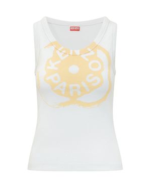 KENZO Stylish Sleeveless Top With Front Print - White