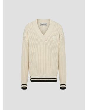 Ami Paris V Neck Sweater - White