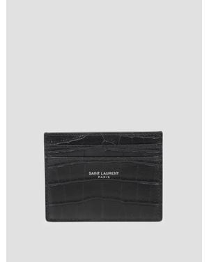 Saint Laurent Ysl Paris Credit Card Case - Black