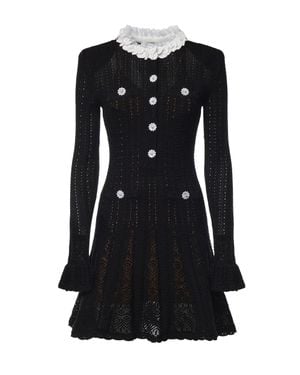 Self-Portrait Embroidered Lace Mini Dress - Black