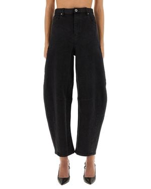 Self-Portrait Barrel Leg" Jeans - Black