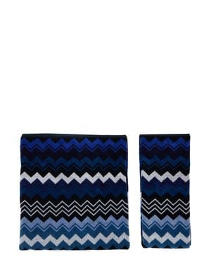 Missoni Giacomo Cotton Towel With Striped Design - Blue