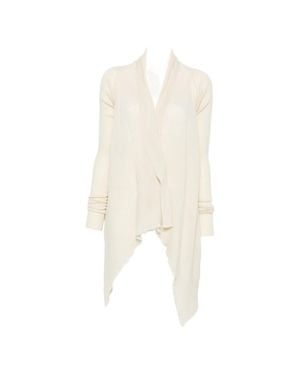 Rick Owens Virgin Wool Cardigan With Long Sleeves And Loose Fit - White