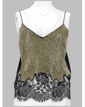Self-Portrait Polyester-Trim Top - Gray