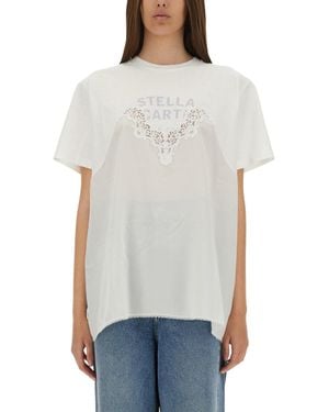 Stella McCartney Relaxed-Fit T-Shirt With Lace Insert - Gray