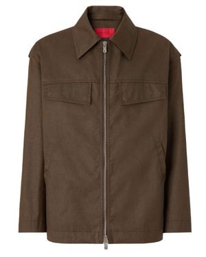 Ferrari Zip Fastening Point Collar Long Sleeve Jacket - Brown