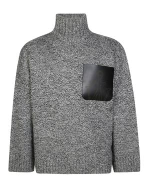 JW Anderson Turtleneck Sweater With Chest Pocket - Gray