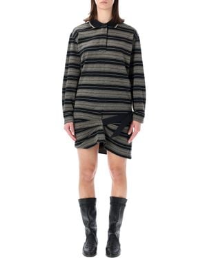 Isabel Marant Marant Étoile Isea Striped Polo Mini Dress - Black