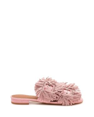 Kurt Geiger Fringe Double Strap Raffia Sandals - Pink