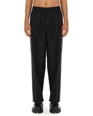 Versace Wide Leg Virgin Wool Pants - Black