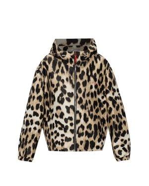 Givenchy Leopard Print Hooded Zip Jacket - White