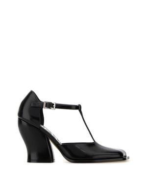 Loewe Leather T-Bar Pumps - Black