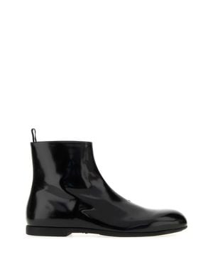 Jil Sander Leather Ankle Boots - Black