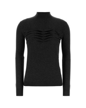 Jil Sander Charcoal Wool-Cashmere Blend Sweater - Black