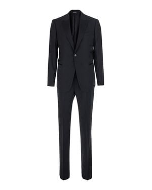 Emporio Armani Two-Piece Tuxedo With Notched Revers And Stretch Wool - Black