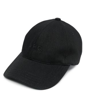 A.P.C. A. P.C. Adjustable Visor Hat With Embroidered Logo - Black