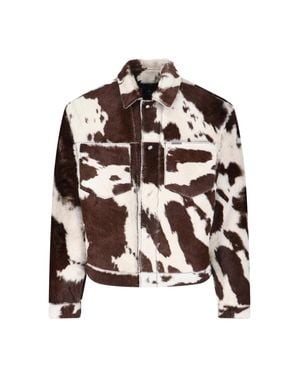 Represent Cow Print Leather Jacket - Brown