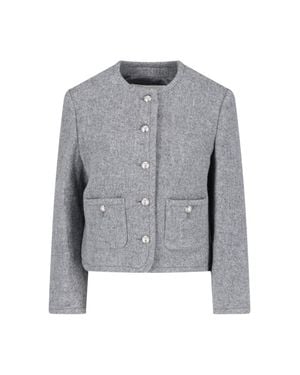 DUNST Wool Blend Cropped Jacket - Gray