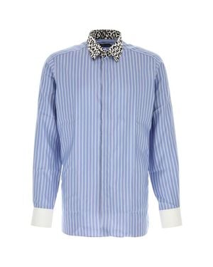 Tom Ford Silk Track Stripe Contrast Classic Fit Shirt - Blue