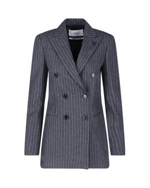 Lardini Double-Breasted Pinstripe Blazer - Blue